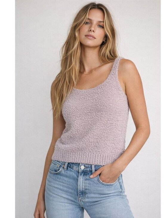 FP Movement by Free People Tops - Free People Movement Fuzzy Knit Tank Cami Top Lavender Mauve Size S NEW Boho